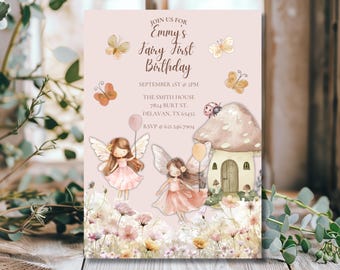 Fairy First Birthday Invitation: Editable Party Invite (Digital Download)