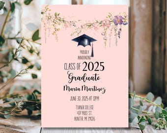 Wildflower Butterfly Graduation Invitation Template (Digital Download)