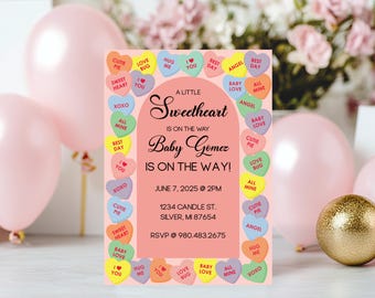 Sweetheart Baby Shower Invitation: Pink Candy Theme (Digital Template)