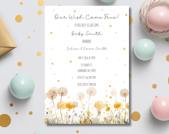 Wildflower Baby Shower Invitation: Dandelion Template (Digital Download)