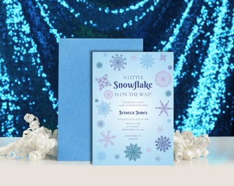 Snowflake Baby Shower Invitation: Blue Winter Theme (Digital Template)