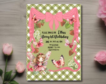Berry First Birthday Invitation: Editable Party Invite (Digital Template)