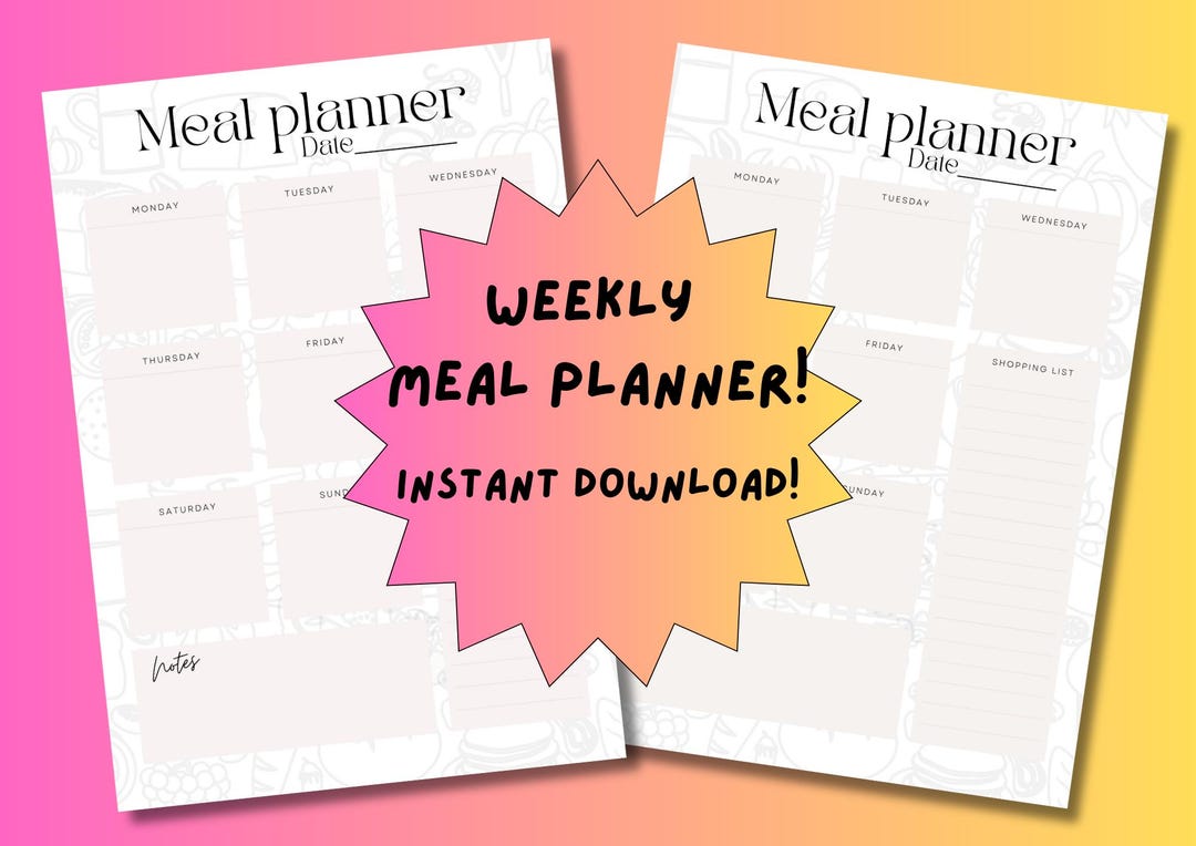 Weekly Meal Planner | Printable Digital Download | Slimming World ...