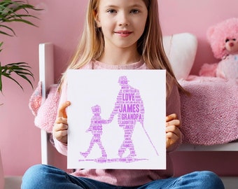 Descarga digital imprimible personalizada de arte de palabras de abuelo y nieta