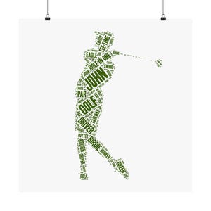Personalized Golf Player Word Art Poster - Custom Wall Decor Print Gift for Golf Lovers