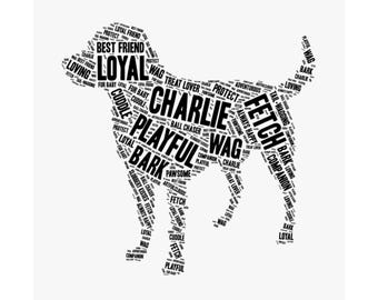 Personalized Labrador Dog Word Art Printable Wall Art Digital Download Gift