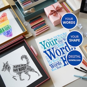 Personalized Word Art Gift Digital Print - Any Shape, Any Words, Any Color