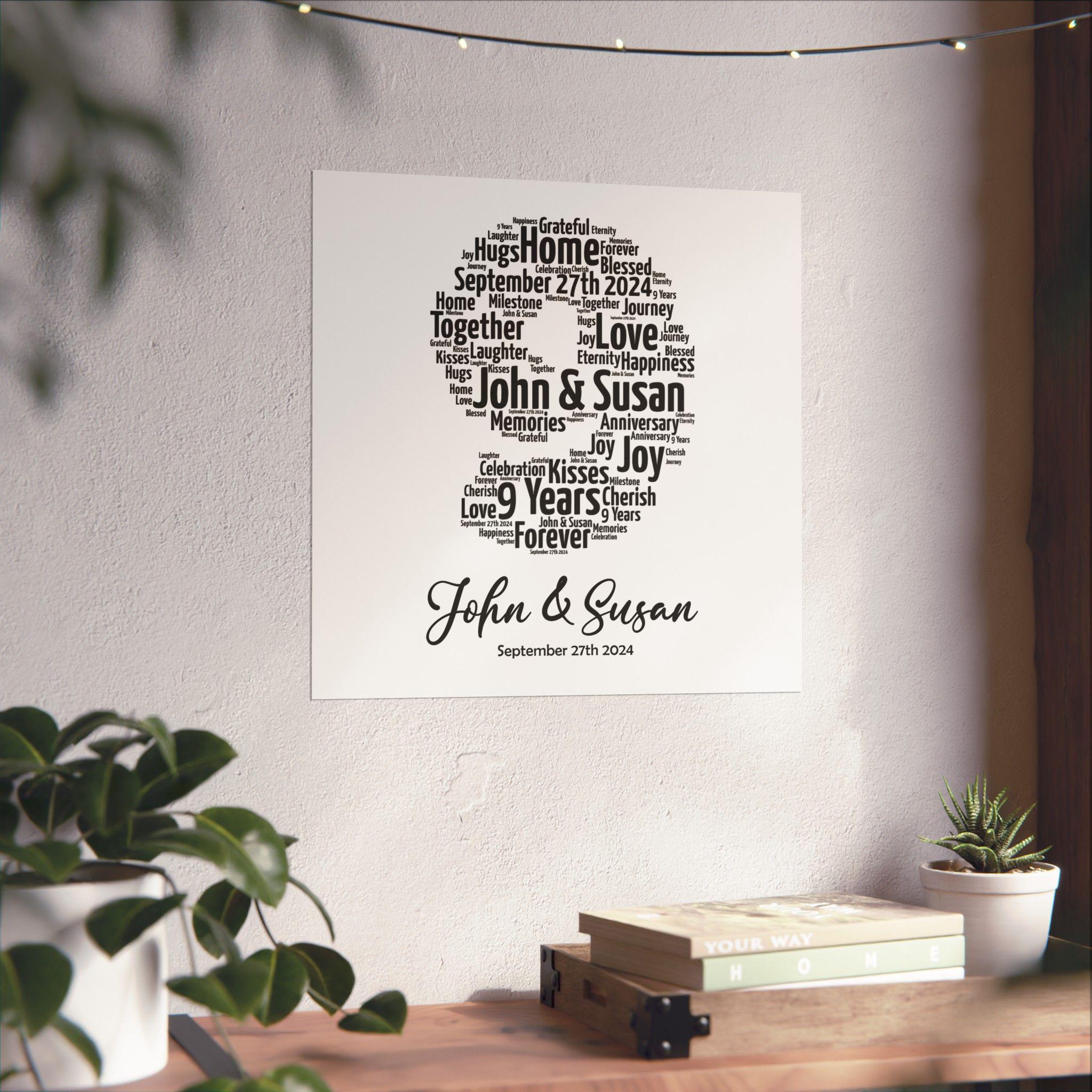 Personalized 9th Anniversary Gift Word Art Print - 9 Year Wedding Gift ...