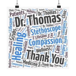 Personalized Doctor Word Art Print - Perfect Gift for Medical Professionals, Physicians, and Doctors Print
