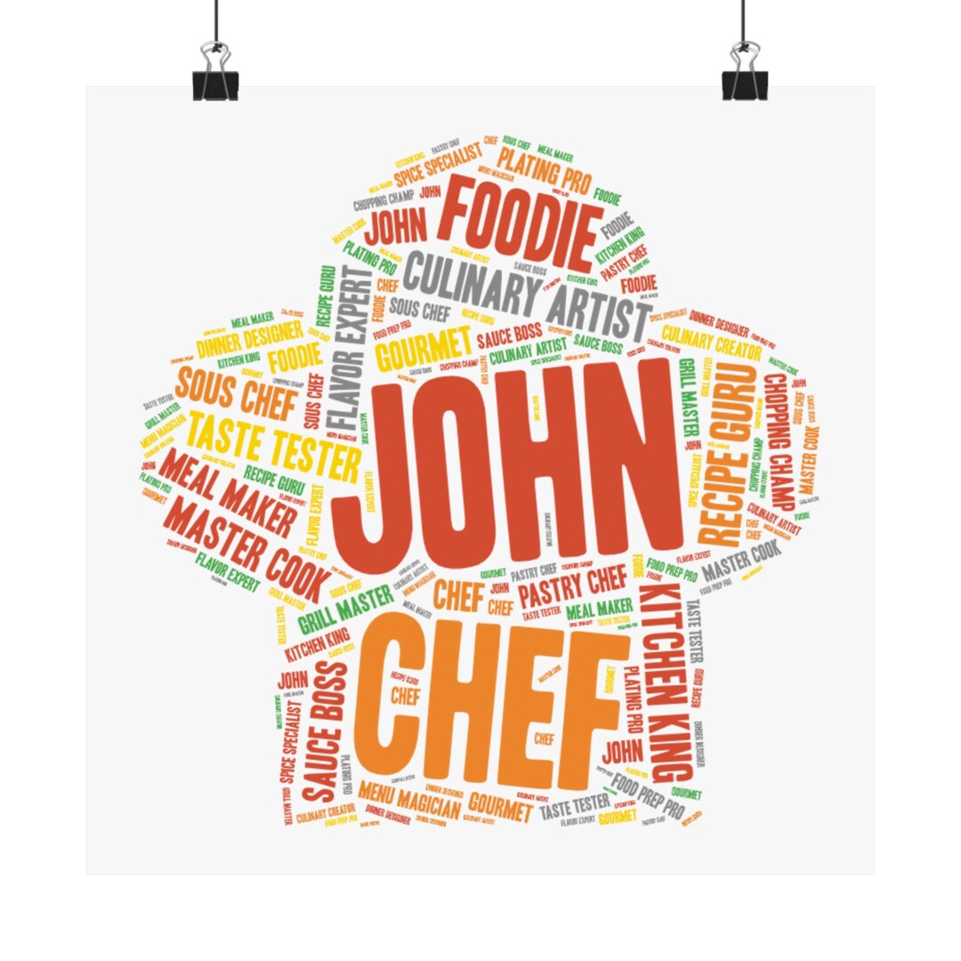 Personalised Chef Hat Word Art Printable Digital Download Gift - Etsy