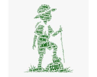 Personalized Gift for Scout | Custom Word Art Print | Unique Eagle Scout Appreciation Gift