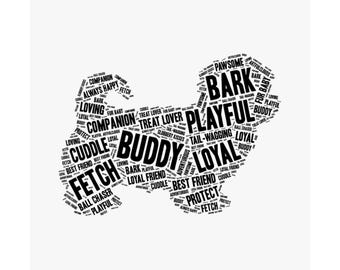 Regalo personalizado de perro Shih Tzu, arte de pared imprimible con palabras, descarga digital, regalo para amantes de los perros, decoración de Shih Tzu