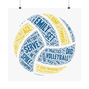 Personalized Volleyball Gift Word Art Print | Custom Ball Wall Decor for Volleyball Players & Sports Lovers