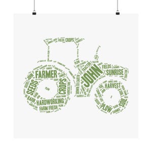 Personalized Farmer Word Art Print - Custom Tractor Wall Art Gift for Farmers, Word Art Wall Text Decor