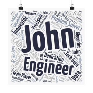 Personalized Engineer Print Word Art - Perfect Gift for Engineers, Engineering Graduates, and Tech Enthusiasts