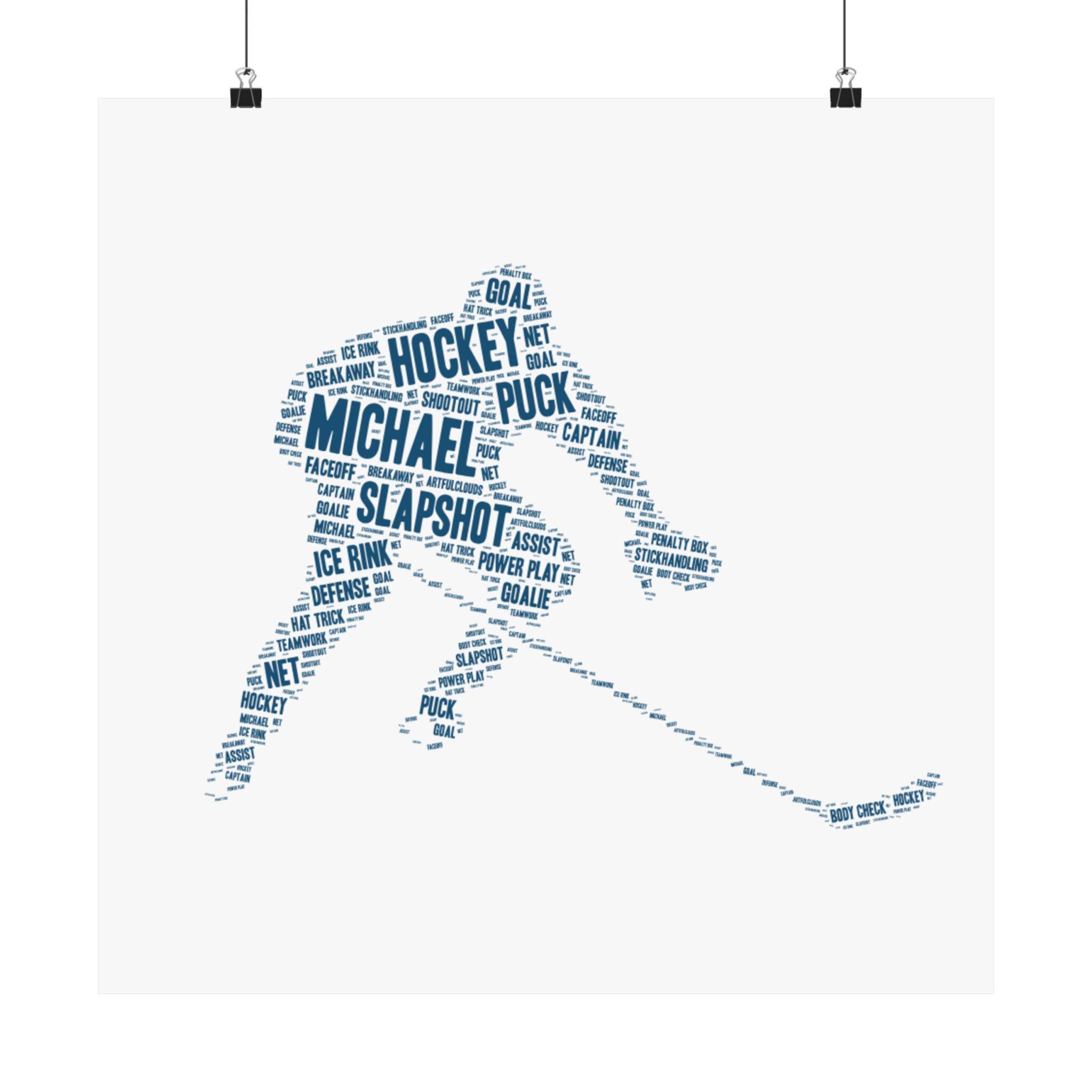 Personalised Hockey Player Word Art Printable Digital Download Gift