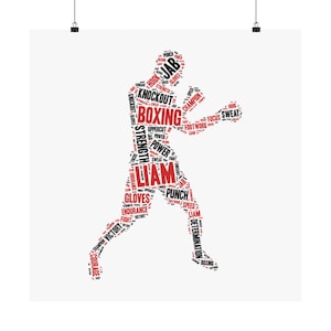 Personalized Boxing Poster Print Gift - Custom Word Art for Home Gym or Boxing Studio