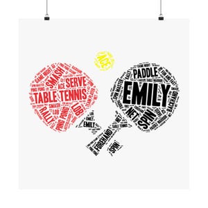 Personalized Table Tennis Player Word Art Gift Print | Custom Wall Decor for Ping Pong Lovers