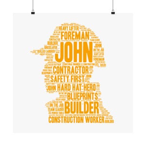 Regalo personalizado para trabajadores de la construcción: impresión artística con texto personalizado, decoración de pared para constructores, contratistas e ingenieros