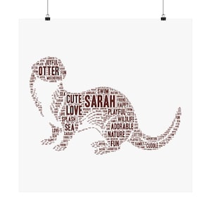 Personalised Otter Word Art Printable Digital Download Gift