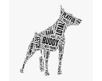 Personalized Doberman Pinscher Dog Word Art Printable Wall Art Digital Download Gift