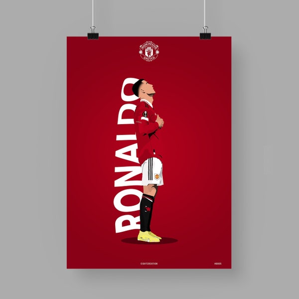 C.Ronaldo - Manchester | Poster décoration | Affiche Art | Football | Manchester United | Premier League | CR7 | Nike | Célébration