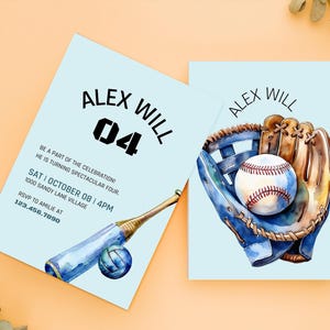 Baseball Invites, Editable Baseball Birthday Invitation, Instant Download Baseball Invitations, Boy Birthday Party, Any Age Digital Editable