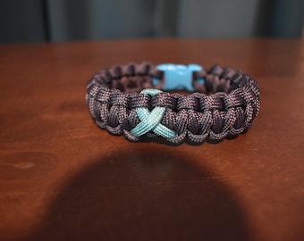 Turquoise Awareness Ribbon Paracord Bracelet