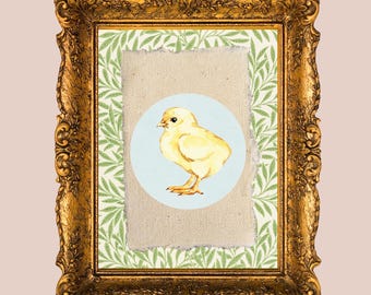 Póster vintage de polluelo, impresiones artísticas para habitación de bebé, decoración de guardería, arte de pared estilo cottagecore, pintura de campo inglés para niña y niño