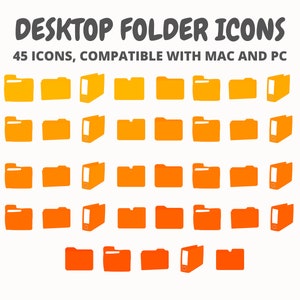 Orange Desktop Folder Icon for Mac and Windows, Mac Desktop Folder Icon, Windows Folder Icon, Aesthetic Folder Icon for Mac and Windows