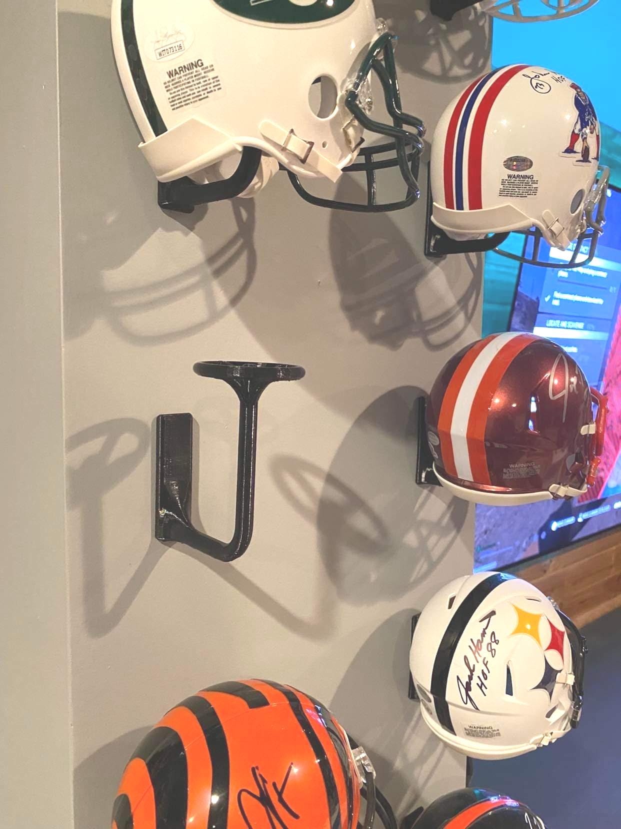 THE BEST Mini Helmet Holders 3D printed in pla+, Show off your mini helmets!  NFL, collectible, memorabilia, hanger, ncaaf, ncaa, football