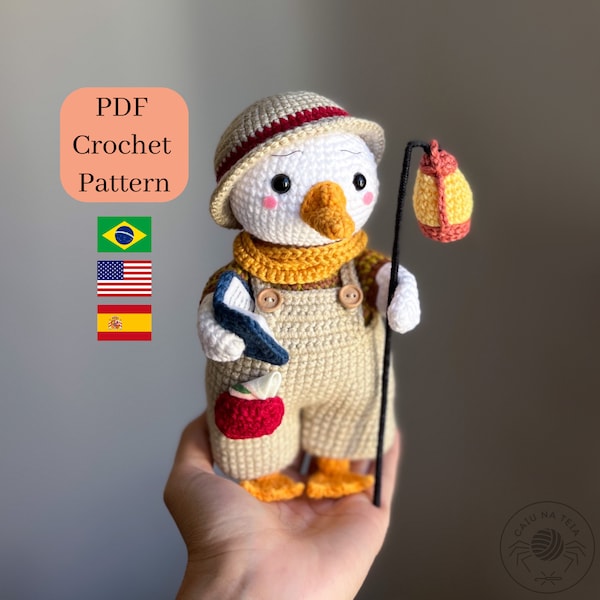 Amigurumi Crochet Pattern Simon l'oie / PDF en anglais (termes américains), espagnol et portugais (BR)