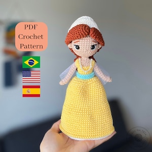 Amigurumi Crochet Pattern Princess Anastasia/ PDF in English (US terms), Spanish and Portuguese (BR)