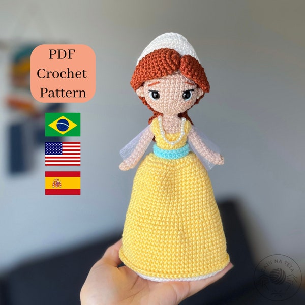 Amigurumi Crochet Pattern Princess Anastasia/ PDF in English (US terms), Spanish and Portuguese (BR)