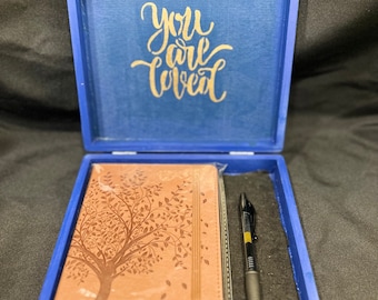 The &quot;Brittany&quot; Box - Tree of Life Journal and Pen Set. Color is customizable. Email for details.