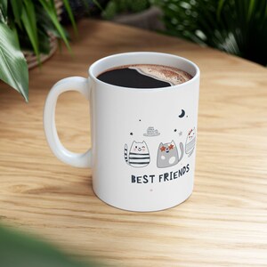 Taza de café Best Friends con diseño de gatos, 11 oz. Regalo perfecto para amigos que aman a los gatos. imagen 4
