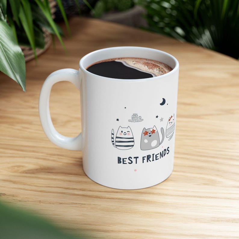 Taza de café Best Friends con diseño de gatos, 11 oz. Regalo perfecto para amigos que aman a los gatos. imagen 4