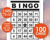 100 Printable Bingo Cards, Fun Party Game, Classroom Activity (PDF Download)