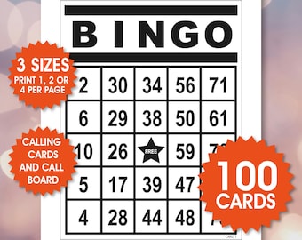 100 Printable Bingo Cards, Fun Party Game, Classroom Activity (PDF Download)
