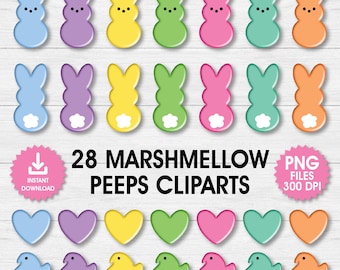 Marshmallow Peeps Clip Art Bundle, Ostersüßigkeit PNG Dateien (digitaler Download)
