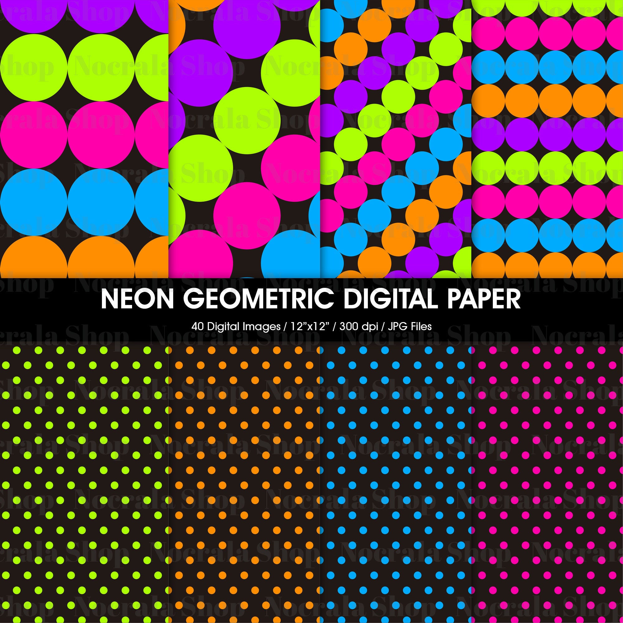 Neon Pattern Paper Neon Geometric Digital Paper, Scrapbook Papers (digital Download) - Etsy