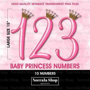 Baby Princess Numbers Clipart, Baby Girl Numbers, Baby Pink Numbers, Royal Numbers, PNG file, Large Size Numbers