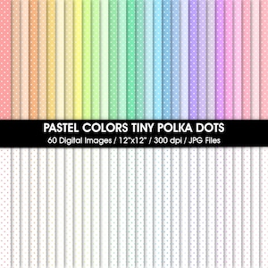 60 pastelkleuren kleine stippen digitaal papier, pastelkleuren plakboekpapier, instant download, 60 naadloos patroon plakboekpapier