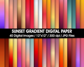 Carta digitale con sfumatura tramonto, carta per scrapbooking effetto ombré (download digitale)