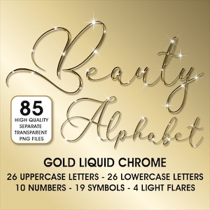 Imágenes prediseñadas del alfabeto cursivo de cromo dorado, imágenes prediseñadas PNG, letras cursivas de cromo dorado, alfabeto digital de alto brillo, alfabeto glam, caligrafía