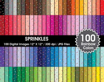 100 Rainbow Sprinkles Digital Paper Pack, Seamless Patterns (Digital Download)