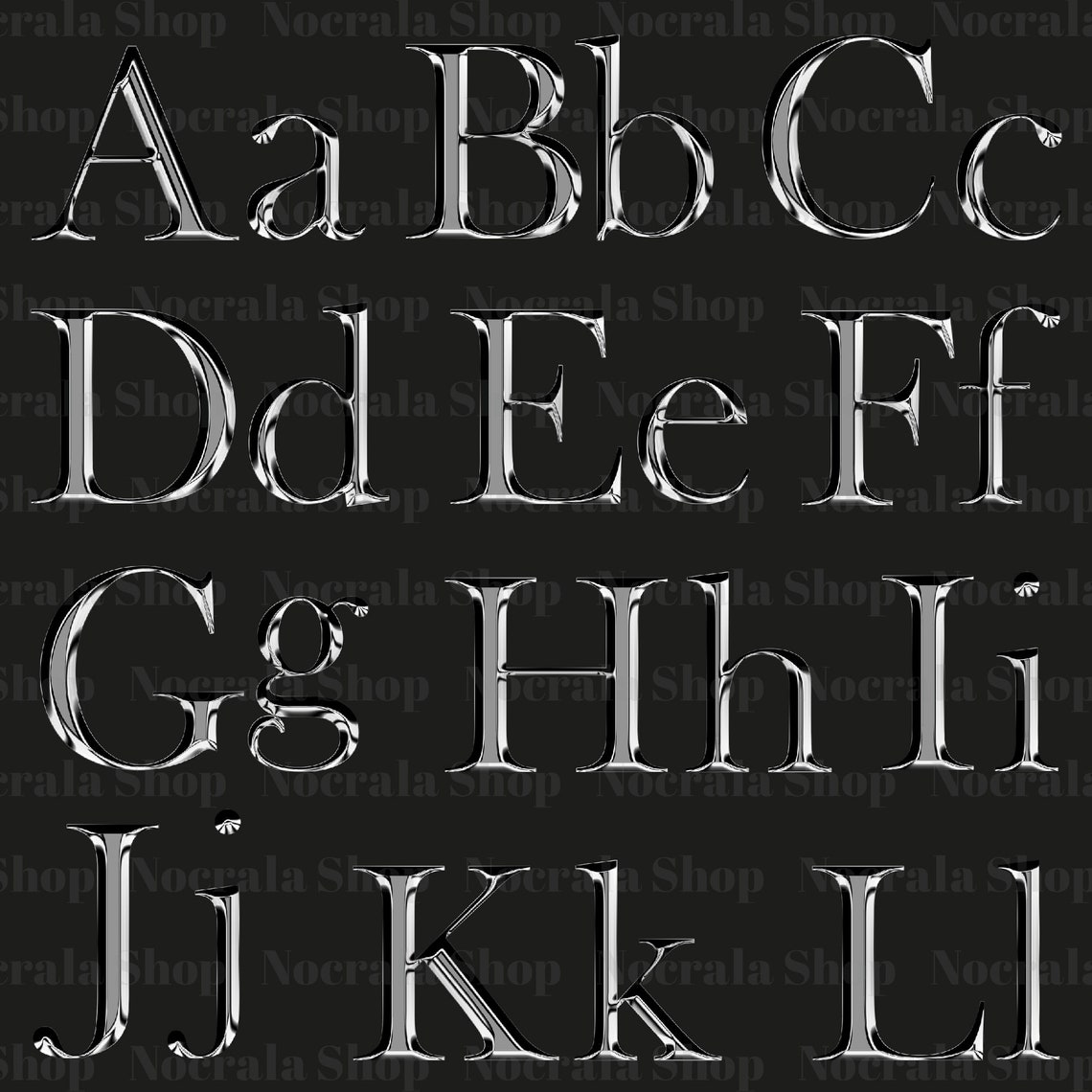 Silver Chrome Alphabet Clipart, PNG Clip Art, Silver Chrome Letters ...