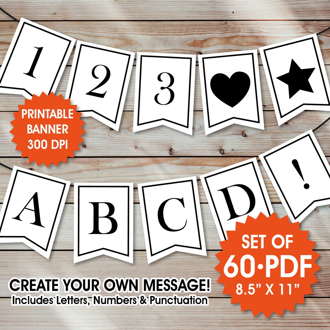 Simple Printable PDF Banner, Birthday Party, Shower Decoration ...