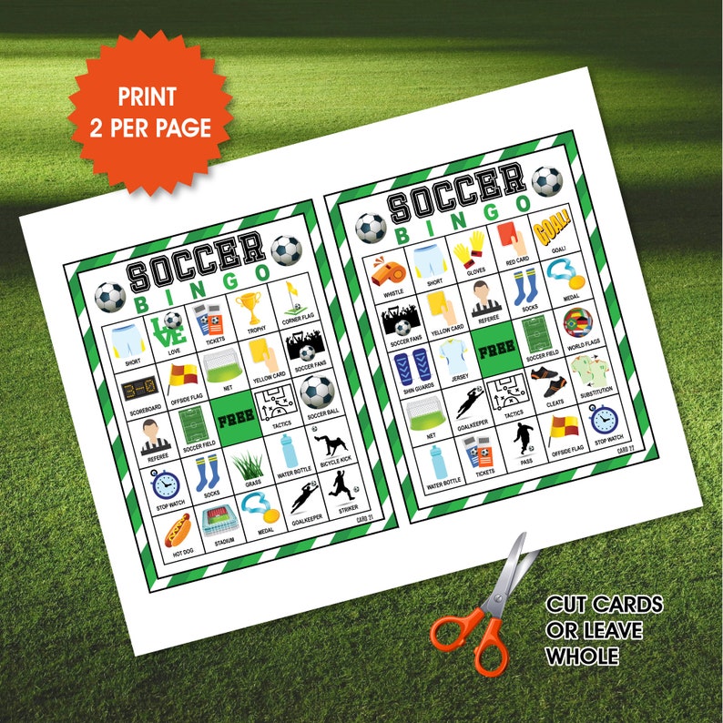 40 Soccer Bingo Cards, Soccer Party Game, Printable Kids Soccer Game ...