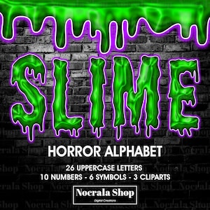 Green Slime Alphabet Clipart, Letters PNG Clipart, Horror Letter, Halloween Clipart, Dripping Alphabet, Instant download PNG Letters